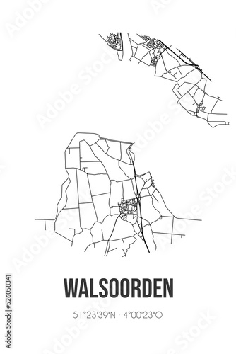 Abstract street map of Walsoorden located in Zeeland municipality of Hulst. City map with lines
