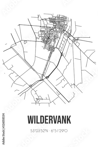 Abstract street map of Wildervank located in Groningen municipality of Veendam. City map with lines photo