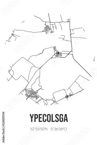 Abstract street map of Ypecolsga located in Fryslan municipality of Sudwest-Fryslan. City map with lines photo