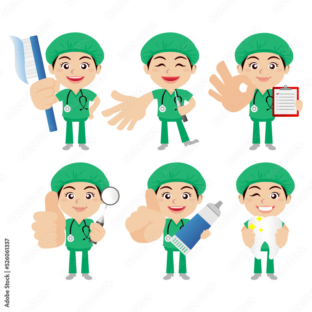 Dentist character and dental care concept Dentist character and dental care concept