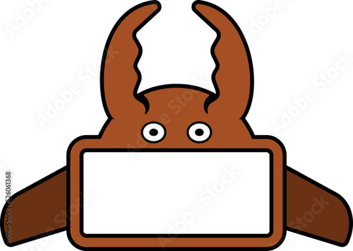 cute fighting beetle animal board vector illustration design