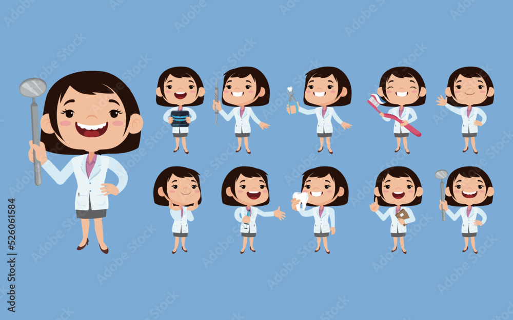 Dentist character and dental care concept Dentist character and dental care concept