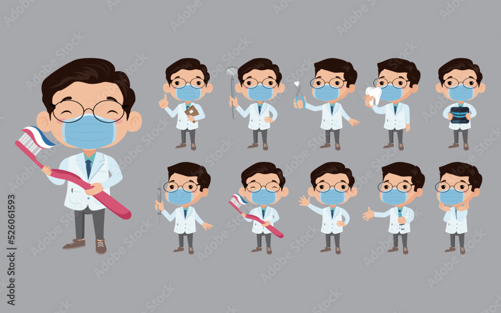 Dentist character and dental care concept