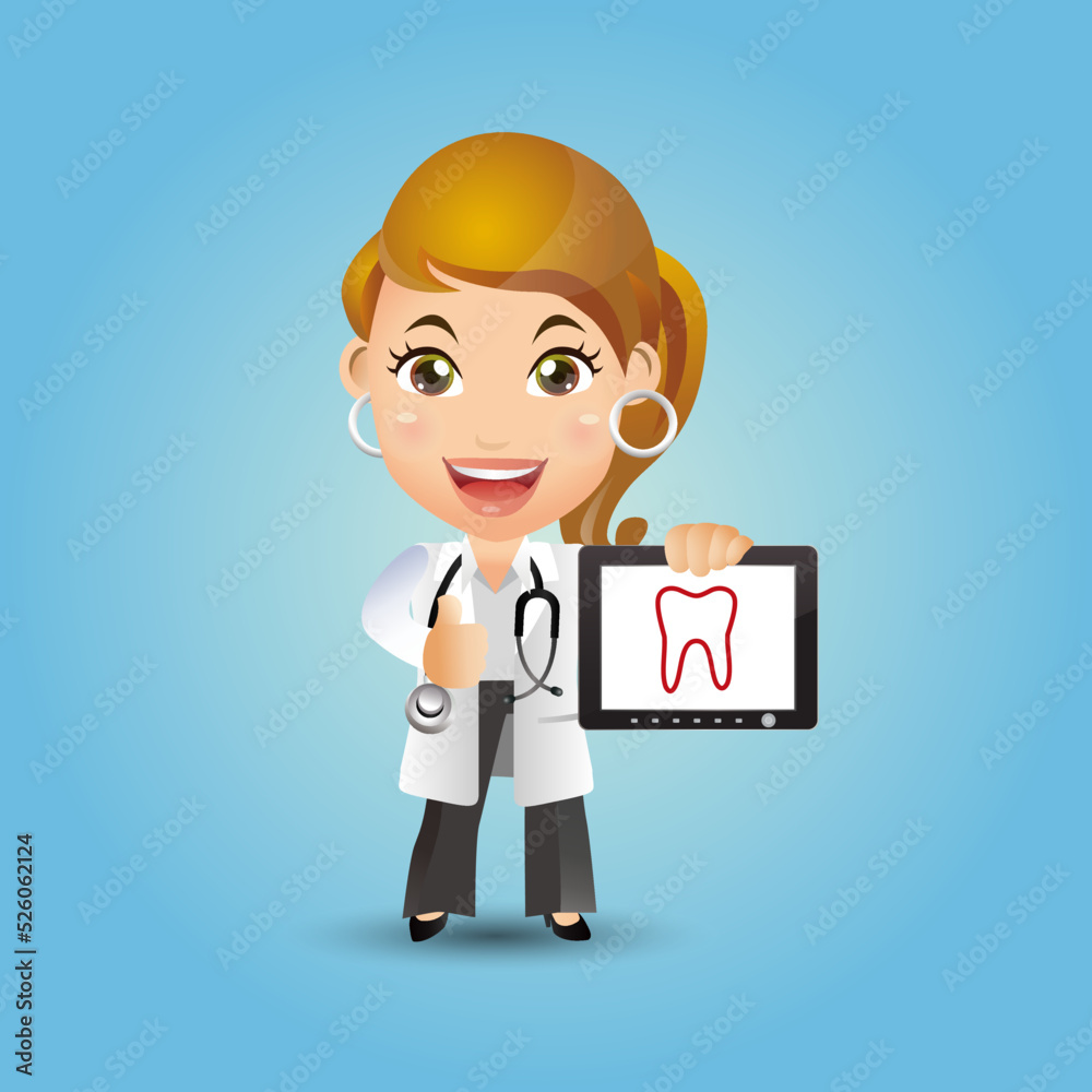 Dentist character and dental care concept Dentist character and dental care concept