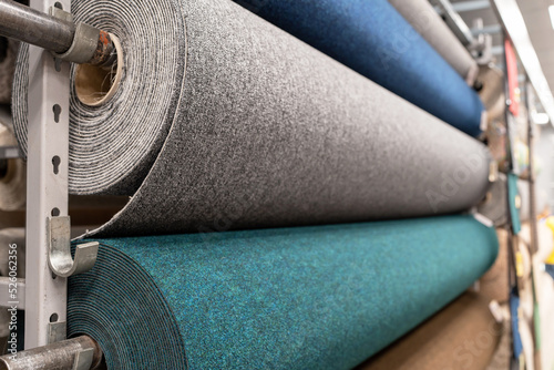 Carpet rolls for sale in a store
