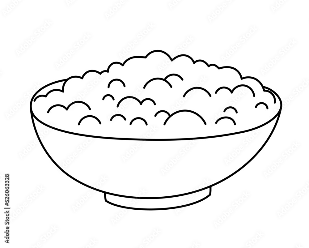 A plate full of food. Porridge. Editable outline stroke. Vector line icon. A plate full of food. Porridge. Editable outline stroke. Vector line icon.