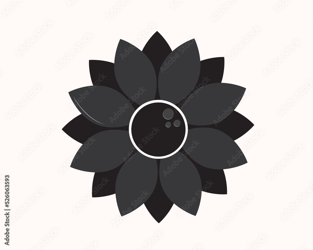 Flat black flower (camomile) icon. Nature, parks. Vector Flat black flower (camomile) icon. Nature, parks. Vector