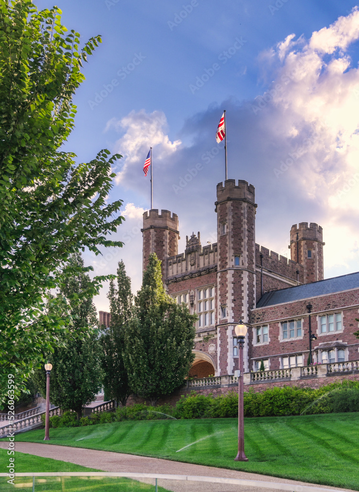 St. Louis, Missouri - 08.22.2021 - Brookings Hall on the Danforth Campus of Washington University in St. Louis.