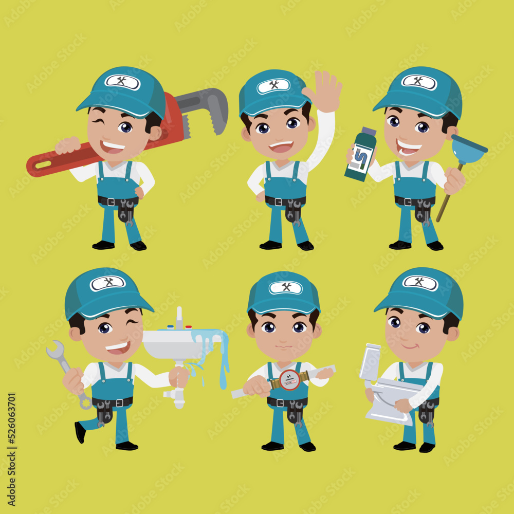 Plumber character with different poses Plumber character with different poses