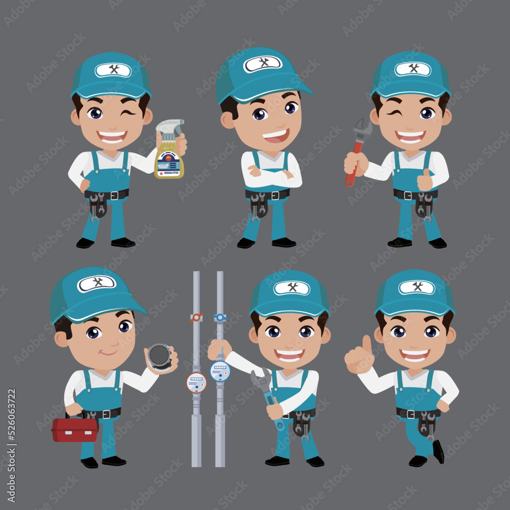 Plumber character with different poses Plumber character with different poses