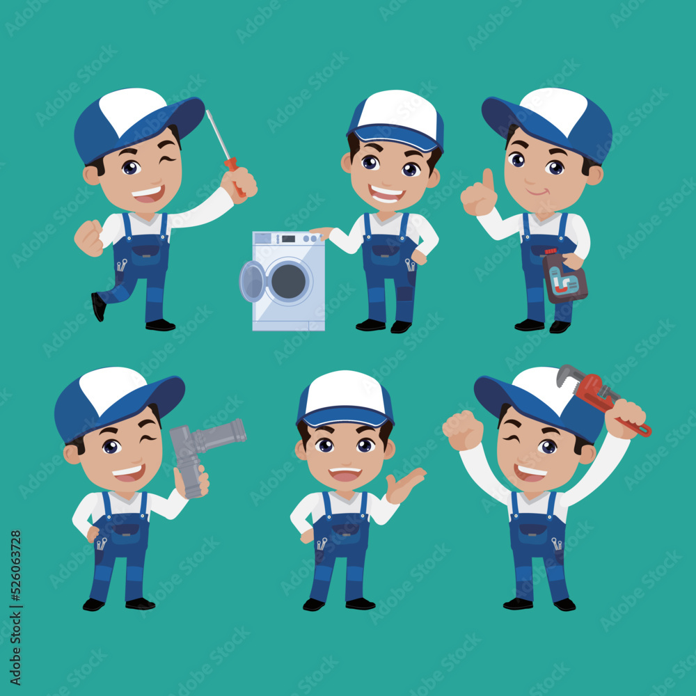 Plumber character with different poses