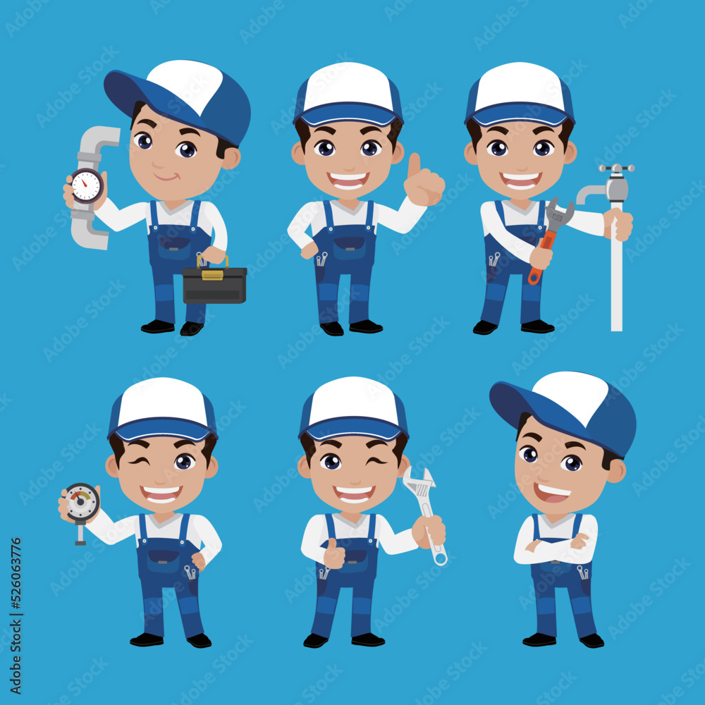 Plumber character with different poses