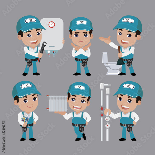 Plumber character with different poses