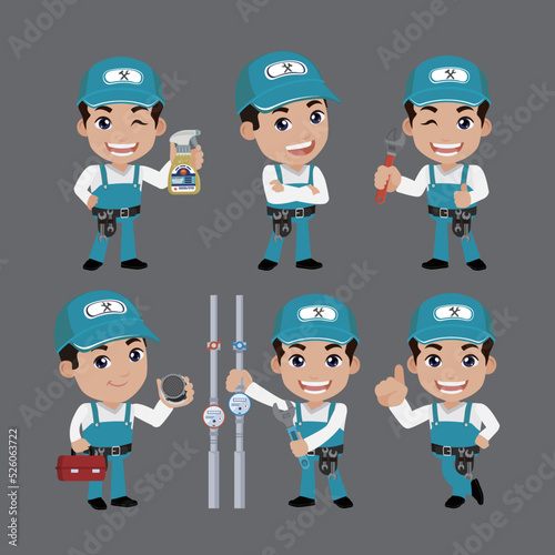Plumber character with different poses