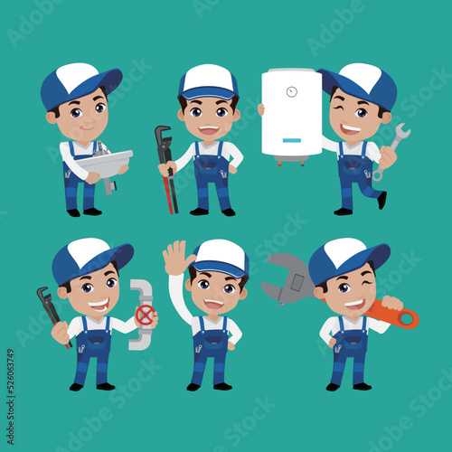 Plumber character with different poses