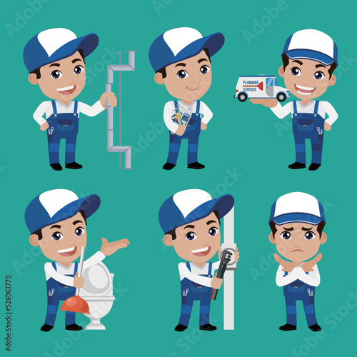 Plumber character with different poses