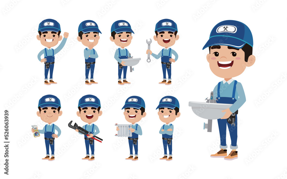 Plumber character with different poses