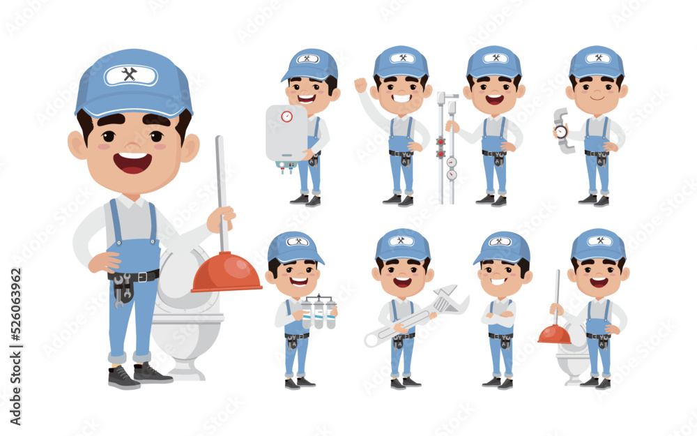 Plumber character with different poses Plumber character with different poses