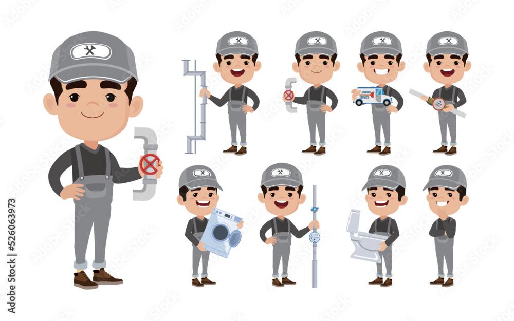 Plumber character with different poses