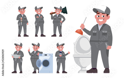 Plumber character with different poses