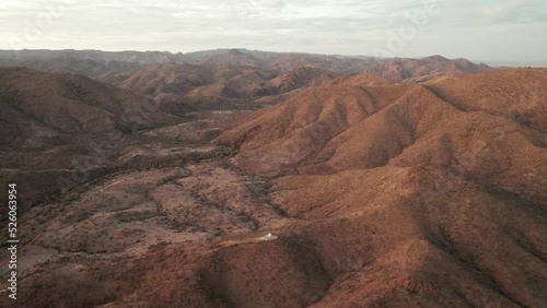 Aerial view of Majestic Rugged mountains landscape, Arkaroola Remote village, Australia photo