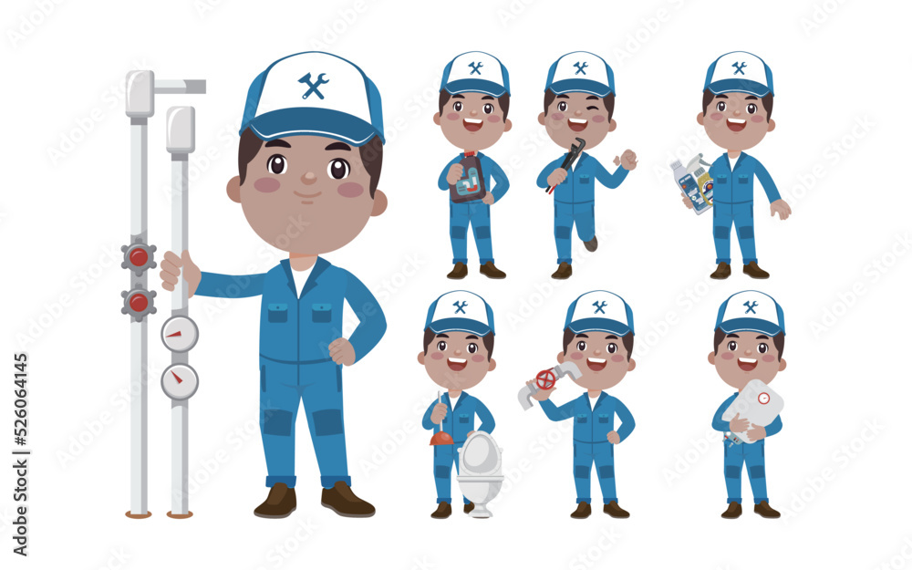 Plumber character with different poses Plumber character with different poses