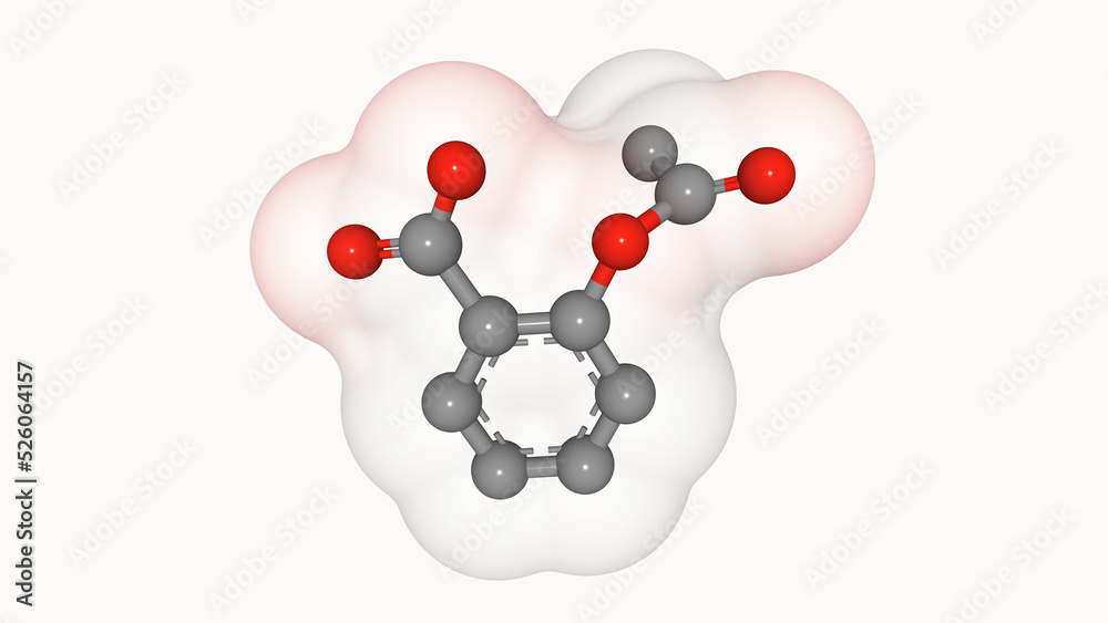 Molecular structure of acetylsalicylic acid (ASA, aspirin), a
