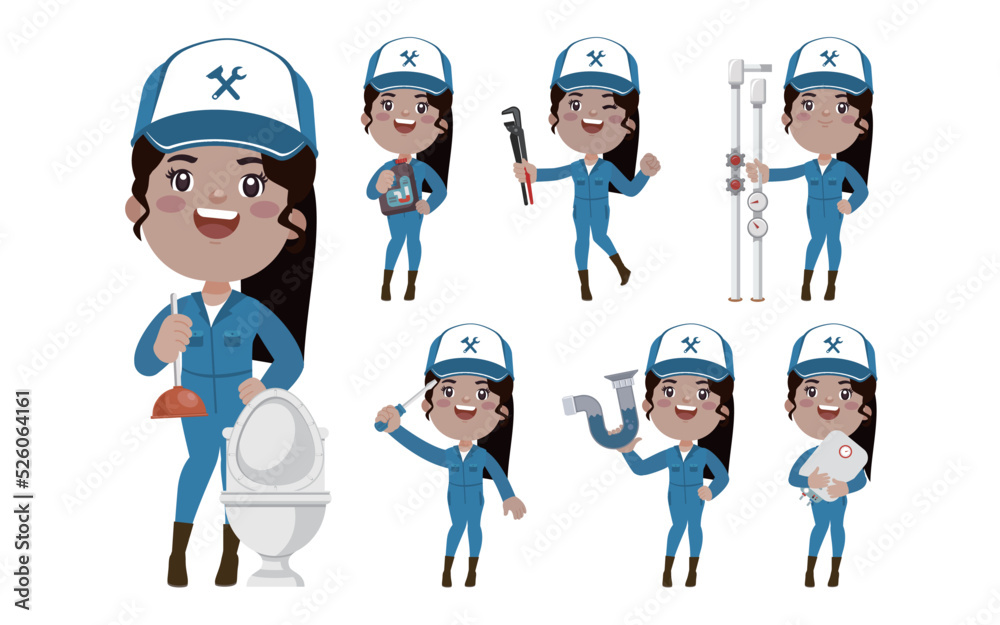 Plumber character with different poses