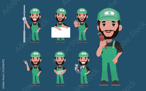 Plumber character with different poses