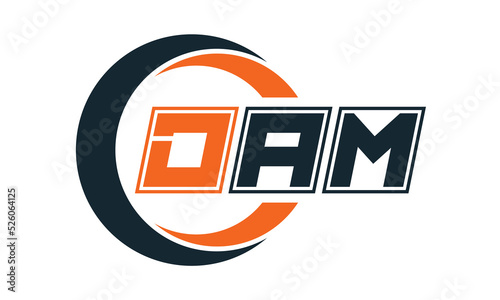 DAM three-letter circle logo design. custom font logo vector template | abstract logo | word mark logo | letter mark logo | business logo | minimalist logo | font logo |