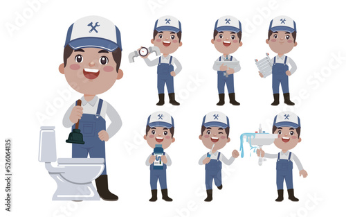 Plumber character with different poses