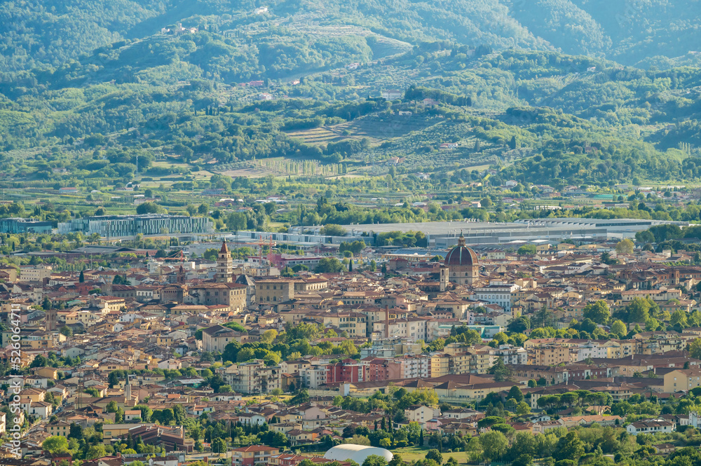 Beautiful aerial view of Pistoia, Italy, from Valdibure