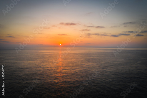 Sunrise on Miradouro das Fontes or Praia do Leme. Canico, Madeira, Portugal. October 2021. Long exposure picture