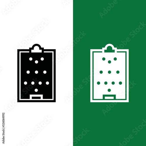 Football or Soccer Formation Board Vector icon in Glyph Style. Clipboard for soccer player formation training media. Vector illustration icons can be used for apps, websites, or part of a logo.