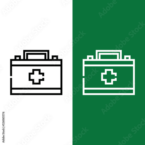 Football or Soccer First Aid Kit Vector icon in Outline Style. A first aid kit is a collection of supplies and equipment that is used to give medical treatment. Vector icons for Apps, Web, or Logo.