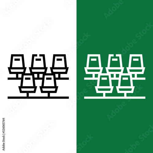Football or Soccer Seats Vector icon in Outline Style. Supporters seats in a football stadium. Vector illustration icons can be used for apps, websites, or part of logo.