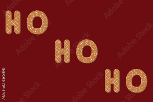 HoHoHo. Design lettering templates for greeting cards. Gingerbread letters