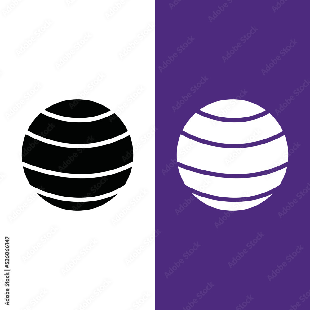 Gym Ball Vector Icon in Glyph Style. Vector illustration icon can be used for an app, website, or part of a logo.