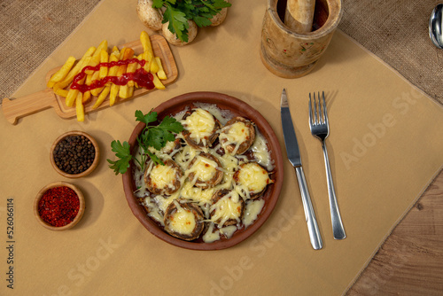 Mushrooms stuffed with cheese on stew stock photo
Cheddar Cheese, Edible Mushroom, Appetizer, Baked, Beef Stew