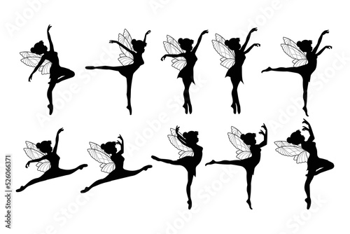 cute fairy silhouette illustration set