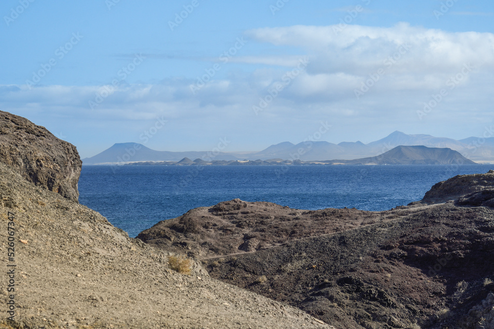 Isla de Lobos and dunes of Corralejo seen from Playa Papagayo