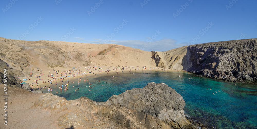 Panoramic view of the beaches of Papagayo in Lanzarote