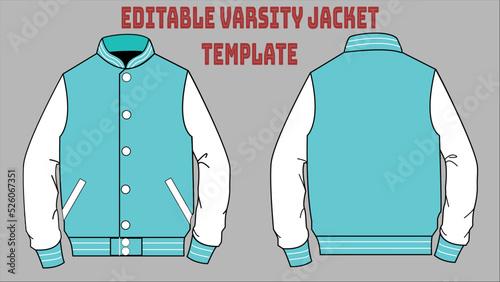 Teal University Jacket Varsity Jacket Editable Template photo