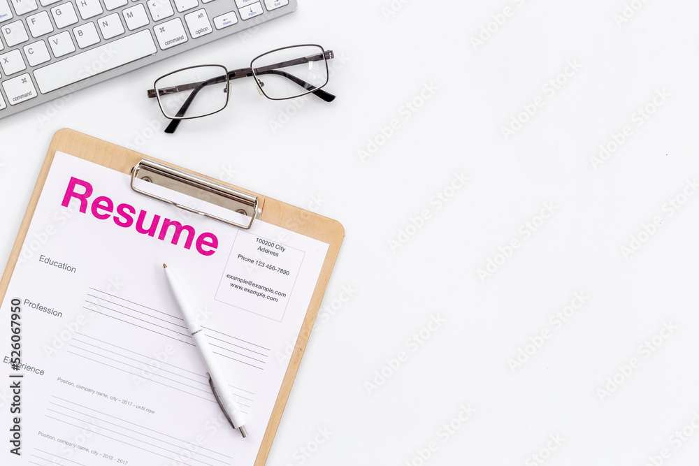 Resume application form on job seeker or HR manager table