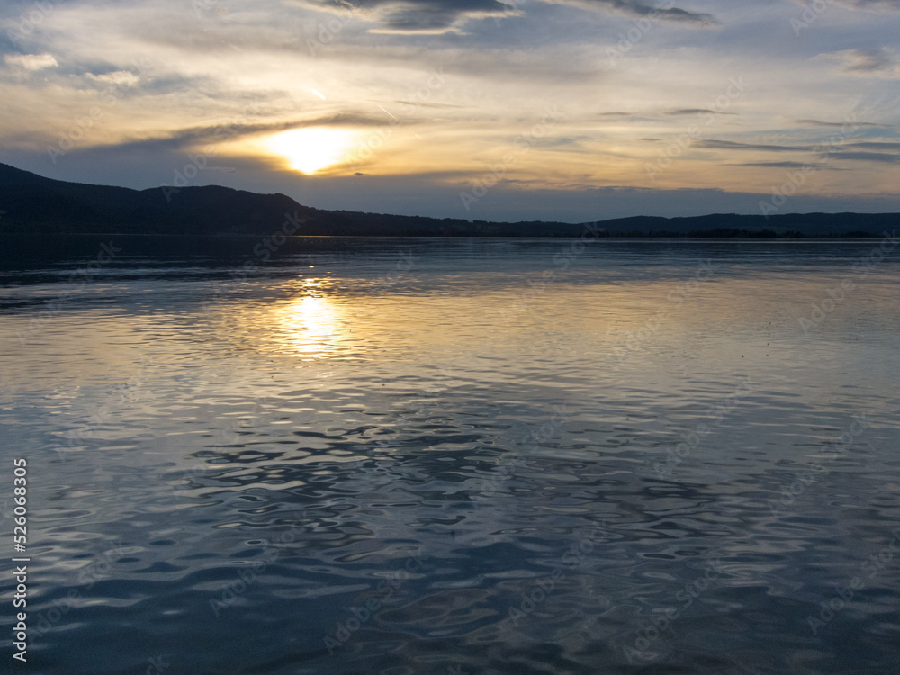 sunset over the lake Kochelsee