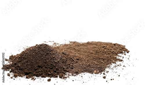 Pile dirt, soil isolated on white background