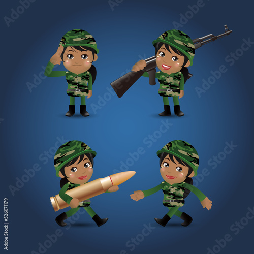 Set of soldier with different poses