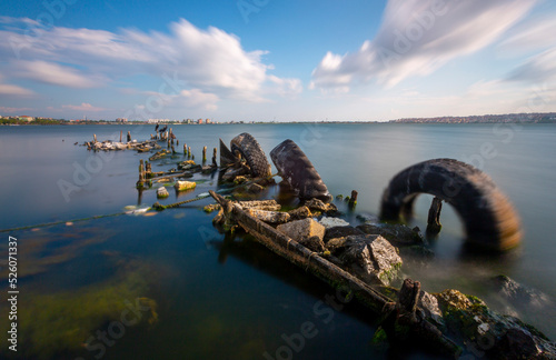 Istanbul Marmara Sea coastline, long exposure photography technique