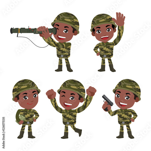 Set of soldier with different poses