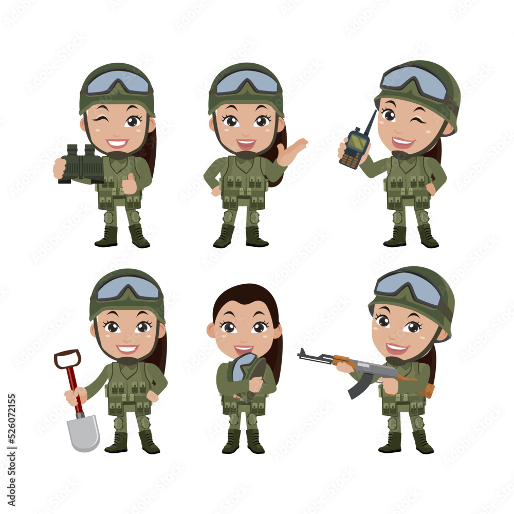 Set of soldier with different poses Set of soldier with different poses